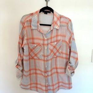 Pastel plaid button down boyfriend shirt